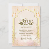 Zachte Blush Roze Bloemige Ramadan Iftar-diner Kaart (Achterkant)