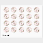 Zachte Blush Roze Goud Botanische 50e Verjaardag L Ronde Sticker (Vel)