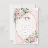 Zachte Blush Roze Groene Huwelijks RSVP Kaart (Voorkant)