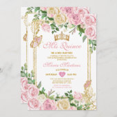 Zachte Blush Roze Kroon Meisje Quinceañera 15 Part Kaart (Voorkant / Achterkant)