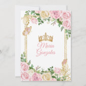 Zachte Blush Roze Kroon Prinses Meisje Quinceañera Kaart (Achterkant)