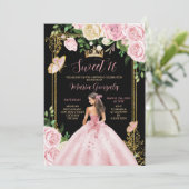 Zachte Blush Roze Kroon Prinses Meisje Sweet Sixte Kaart (Staand voorkant)