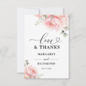 Zachte Blush Roze Roos Bloemen Huwelijk Dankjewel  Bedankkaart (Voorkant)