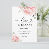 Zachte Blush Roze Roos Bloemen Huwelijk Dankjewel  Bedankkaart (Staand voorkant)