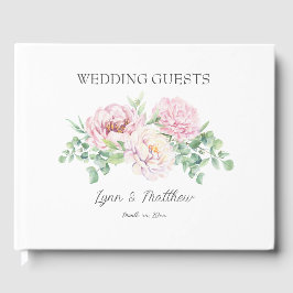 Zachte Blush Roze Rozen Elegante Bloemen Bruiloft Gastenboek