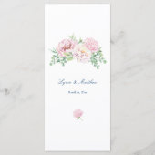 Zachte Blush Roze Rozen Elegante Bloemen Bruiloft Menu (Achterkant)