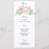 Zachte Blush Roze Rozen Elegante Bloemen Bruiloft Menu (Voorkant)