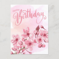 Zachte Blush Roze Sakura Bloemige Verjaardag
