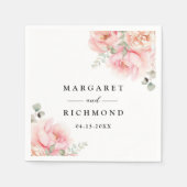 Zachte Blush Roze Tuin Bloemen Huwelijk Servet (Voorkant)