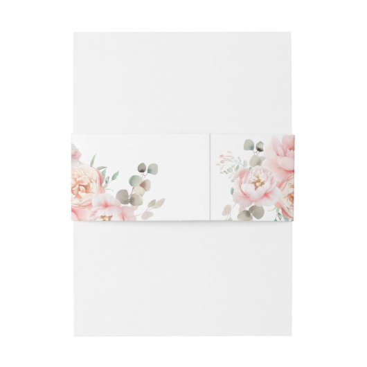 Zachte Blush Roze Tuin Bloemen Huwelijk Uitnodigingen Wikkel (Achterkant Voorbeeld)