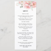 Zachte Blush Roze Tuin Bloemen Trouwmenu Menu (Voorkant)
