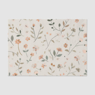 Zachte Blush Roze Vintage Boho Wilde Bloem Floral Tissuepapier