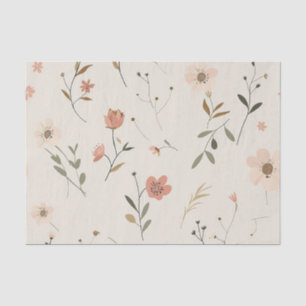 Zachte Blush Roze Vintage Boho Wilde Bloem Floral Tissuepapier