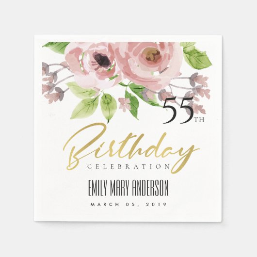 ZACHTE BLUSH ROZE WATERVERF BLOEM ELKE LEEFTIJD VE SERVET (Voorkant)