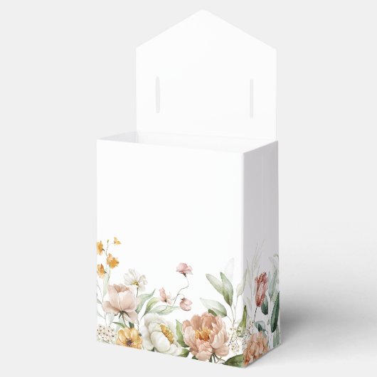 Zachte Blush Roze Waterverf Bloemen Tent Bedankdoosjes (Geopend)