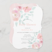 Zachte, blush roze Waterverf Roos Baby shower Kaart (Voorkant / Achterkant)