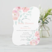 Zachte, blush roze Waterverf Roos Baby shower Kaart (Staand voorkant)