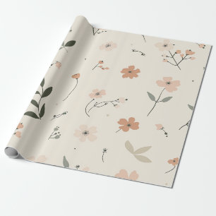 Zachte Blush Roze Wilde Bloem Vintage Boho 70s  Cadeaupapier
