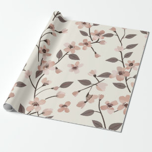 Zachte Blush Roze Wilde Bloem Vintage Boho 70s  Cadeaupapier