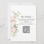 Zachte Blush Rozen Alles in Eén QR Code Trouwen Kaart (Achterkant)