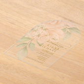 Zachte Blush Rozen Huwelijk Transparant Boog ID828 Acryl Uitnodigingen (Laagn)