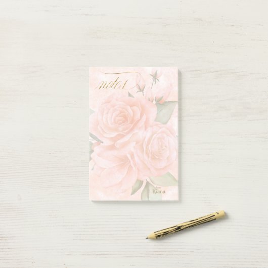 Zachte Blush-Rozen ID828 Post-it Notes (Op bureau)