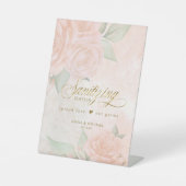 Zachte Blush-Rozen Schoonmaakstation D828 Pedestal Reclamebord Met Voetstuk (Voorkant)