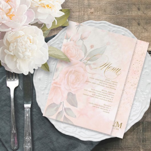 Zachte Blush Rozen Wedding Menu ID828