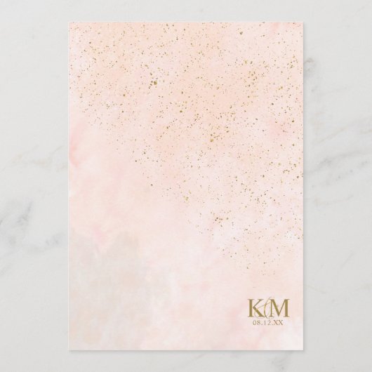 Zachte Blush Rozen Wedding Menu ID828 (Achterkant)