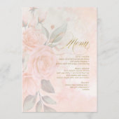 Zachte Blush Rozen Wedding Menu ID828 (Voorkant)