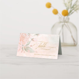 Zachte Blush Rozen Wedding Table ID828 Plaatskaartje