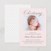 Zachte Blush Script Doop Foto Ontwerp Kaart (Voorkant / Achterkant)