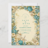Zachte Blush Zeeschelp Bloemige Bruiloft Save The Date (Voorkant)