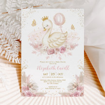 Zachte Blush Zwanenprinses met Ballon Baby Shower