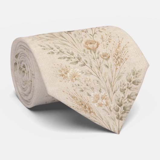 Zachte Boho Bloemenstijl Stropdas (Opgerold)