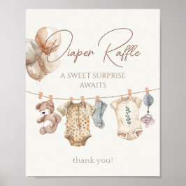 Zachte Boho Neutrale Baby Kleding Luier Raffle Poster