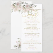 Zachte boho romantische zachte roze waterverf bloe menu (Voorkant / Achterkant)