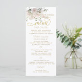Zachte boho romantische zachte roze waterverf bloe menu (Staand voorkant)