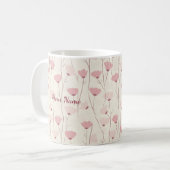 Zachte Boho Roze Bloemstuk Persoonlijk Koffiemok (Voorkant links)