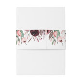 Zachte bordeauxrode bloemen elegante trouwdag uitnodigingen wikkel (Achterkant Voorbeeld)