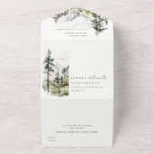 Zachte Bossen Berglandschap Schets Bruiloft All In One Uitnodiging (Buitenkant)