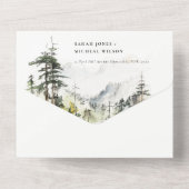 Zachte Bossen Berglandschap Schets Bruiloft All In One Uitnodiging (Achterkant)