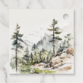 Zachte Bossen Berglandschap Schets Bruiloft Bedankjes Labels (Achterkant)