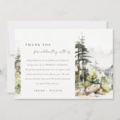 Zachte Bossen Berglandschap Schets Bruiloft Bedankkaart (Voorkant)