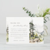 Zachte Bossen Berglandschap Schets Bruiloft Bedankkaart (Staand voorkant)