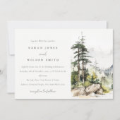 Zachte Bossen Berglandschap Schets Bruiloft Kaart (Voorkant)