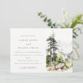 Zachte Bossen Berglandschap Schets Bruiloft Kaart (Staand voorkant)