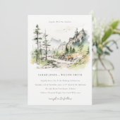 Zachte Bossen Berglandschap Schets Bruiloft Kaart (Staand voorkant)