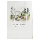 Zachte Bossen Berglandschap Schets Bruiloft Medium Cadeauzakje (Achterkant)