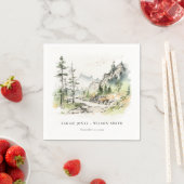 Zachte Bossen Berglandschap Schets Bruiloft Servet (Insitu)